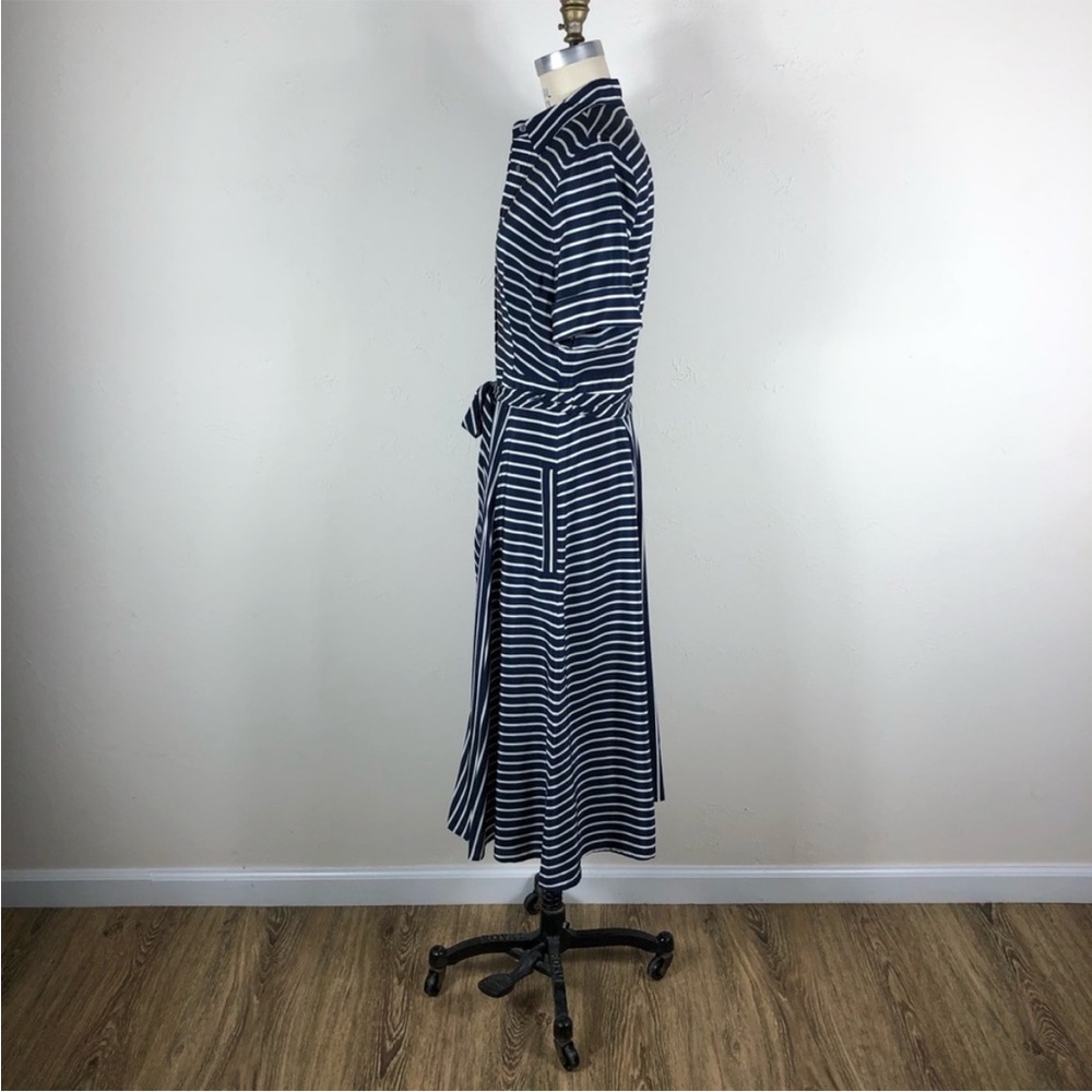 J. Crew Collection Navy and White Striped Midi Dress - Picture 9 of 15